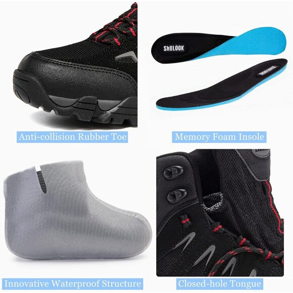 ⚡Men's Waterproof Hiking Boots Non-Slip Lightweight Mid Top Ankle Boot - Picture 2 of 9